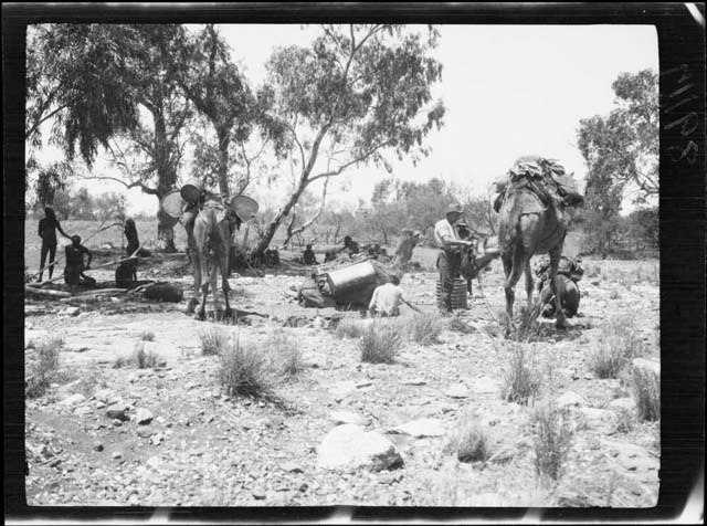 Terry, M. (1932) ‘Aboriginal tribe with the expedition and their camels at a soakage, Western Australia, 1932’. Retrieved May 21, 2020, from https://nla.gov.au/nla.obj-149279788.