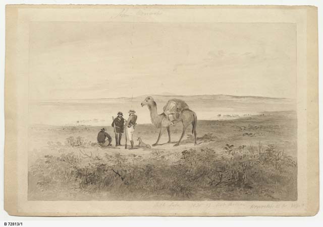 Gill, S.T. (1846) ‘[Salt Lake, N.W. of Mt Arden, Horrocks’ N.W. Expedition] [B 72813]’, Horrocks Expedition Collection, State Library of South Australia, Adelaide, SA.