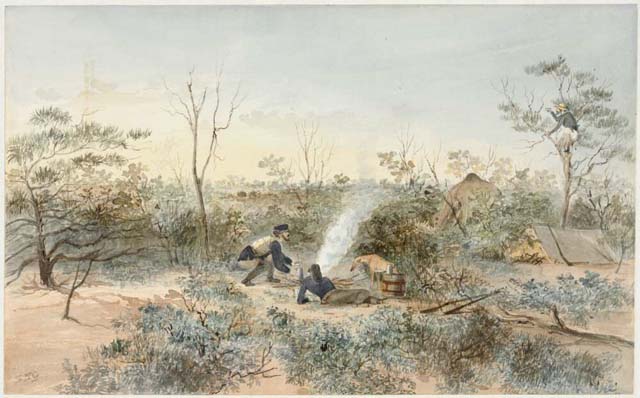Gill, S.T. (1846) ‘Camp in desert, Sept. 1st’. Retrieved May 21, 2020, from https://nla.gov.au/nla.obj-134372274.