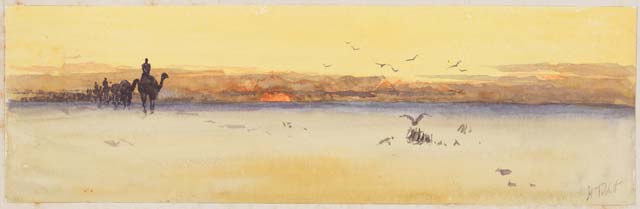 Tebbitt, H. (1889–1926) ‘f.10 [Camel train crossing the desert]’, ‘Sketches, 1889–1926 / Henri Tebbitt’, FL8666310, Dixson Library, State Library of New South Wales, Sydney, NSW.